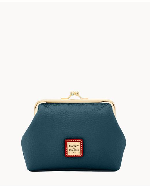 Dooney & Bourke Leather Pebble Grain Large Framed Purse in Teal (Blue