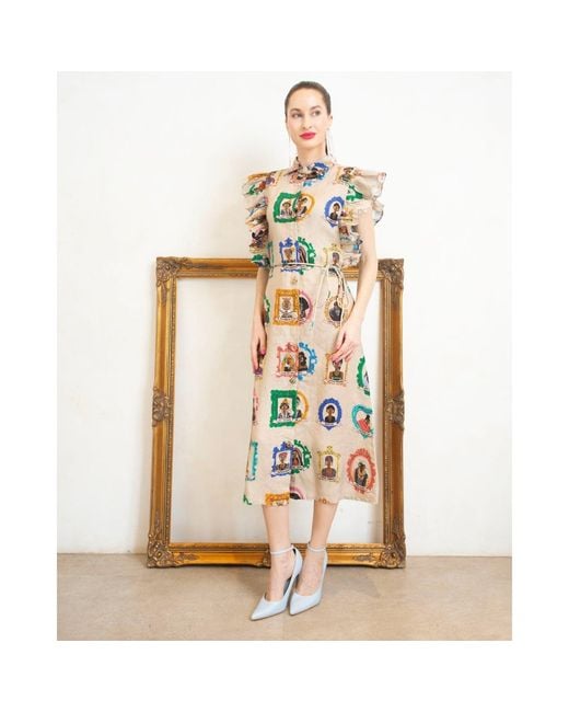 A.nty Story Multicolor Sleeveless Collared Midi Dress