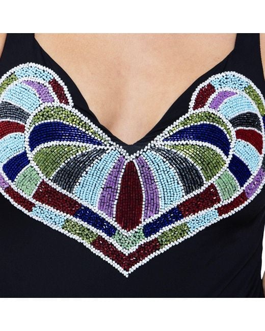 Self-Adore Black Amor Hand-Beaded Embellished One-Piece Swimsuit