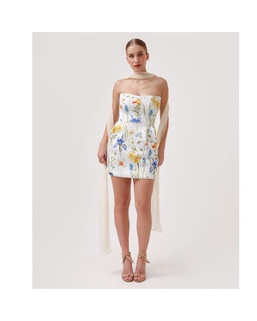 Ashley Stambouli Blue Dhalia Mini Dress