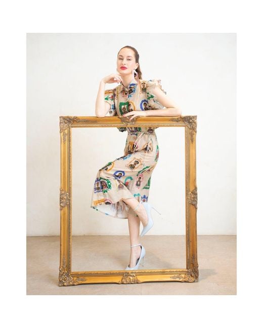 A.nty Story Multicolor Sleeveless Collared Midi Dress