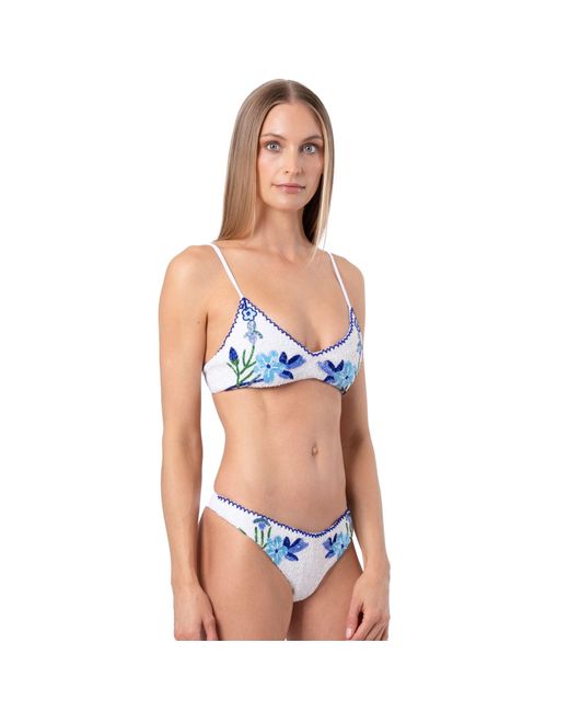 Self-Adore Blue Euro Summer Hand-Beaded Embellished Bikini Top