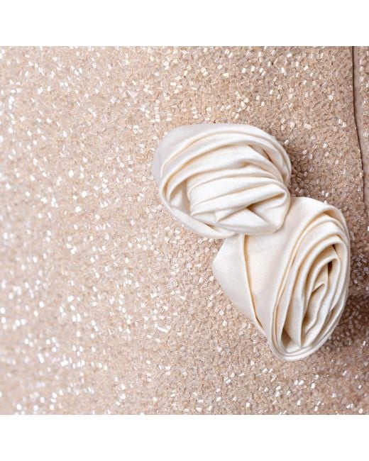 Self-Adore Natural Champagne Rose Hand-Beaded Embellished Mini Dress