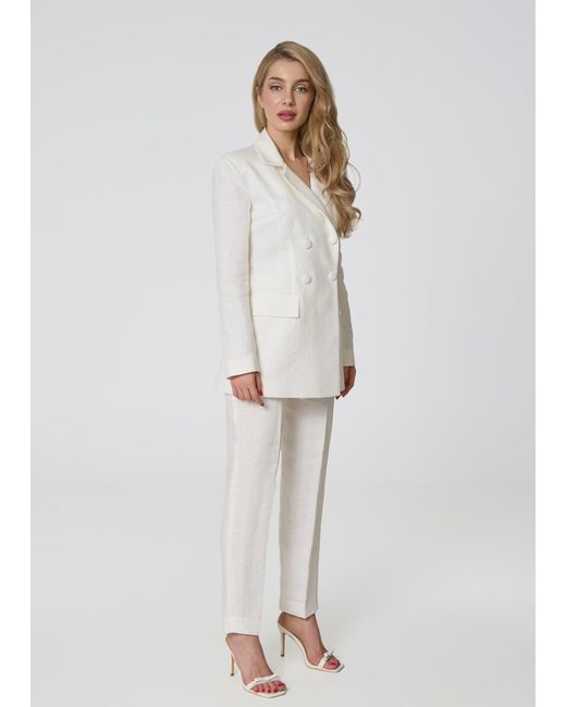 GIORGIA LUCASI White Ivory Linen Tailored Suit With Cut-Out Back