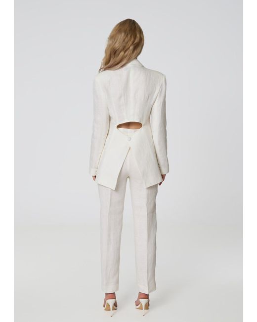 GIORGIA LUCASI White Ivory Linen Tailored Suit With Cut-Out Back