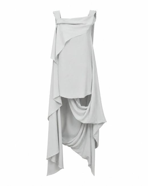 SAHAR JABERIAN White Draped Wrapped Crepe Dress