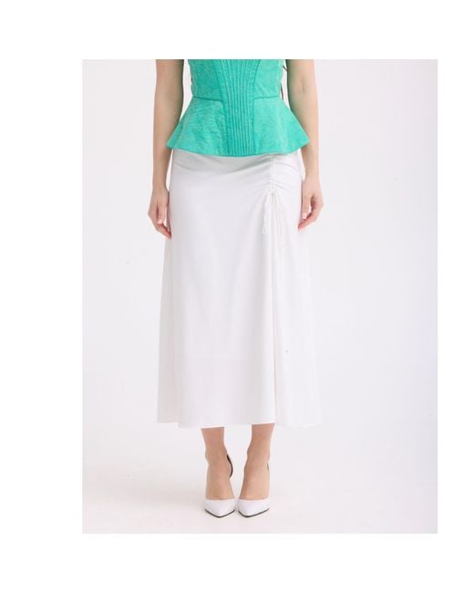 Georgette White Ivory Ruched Wrap Skirt