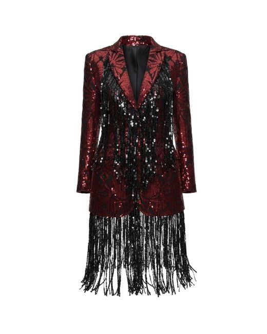 PERRY JONES Brown Sequin Fringe Jacket