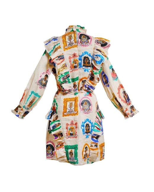 A.nty Story Blue High Neck Frill Mini Dress