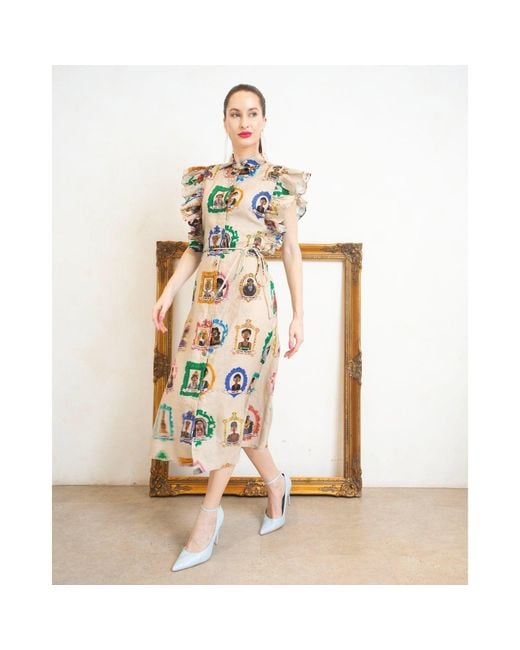 A.nty Story Multicolor Sleeveless Collared Midi Dress