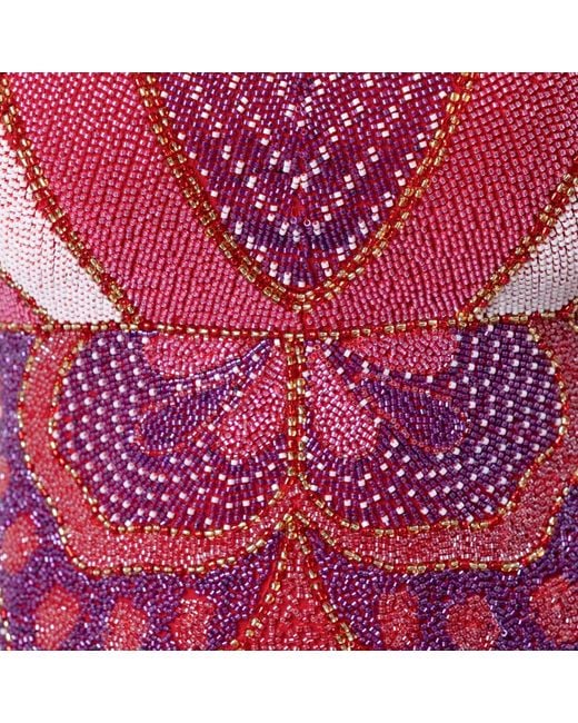Self-Adore Red Butterfly Hand-Beaded Embellished Mini Dress