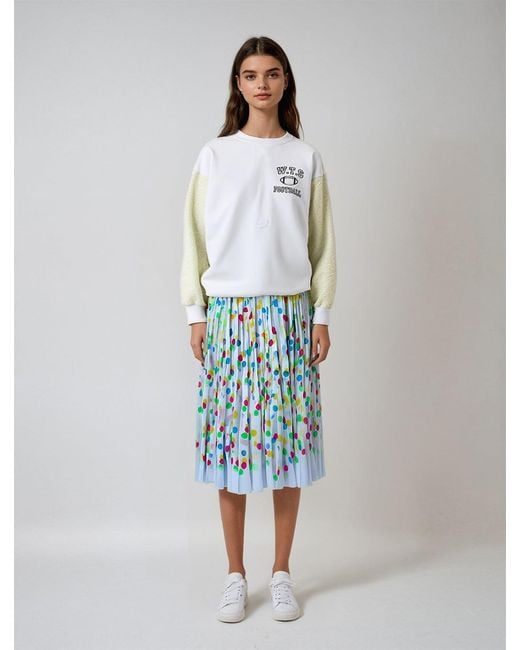 Simeon Farrar White Fur Sleeve Sweatshirt