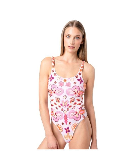 Self-Adore Pink Floral Fiesta Hand-Beaded Embellished One-Piece Swimsuit