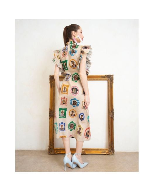 A.nty Story Multicolor Sleeveless Collared Midi Dress