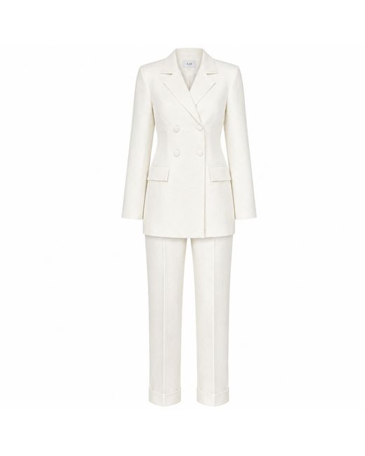 GIORGIA LUCASI White Ivory Linen Tailored Suit With Cut-Out Back