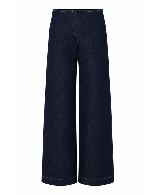 FARAH SEIF Blue Solin Straight Denim Pants