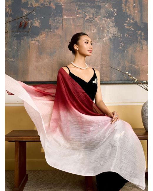 SILK & BEARS Red Ombre Scarf