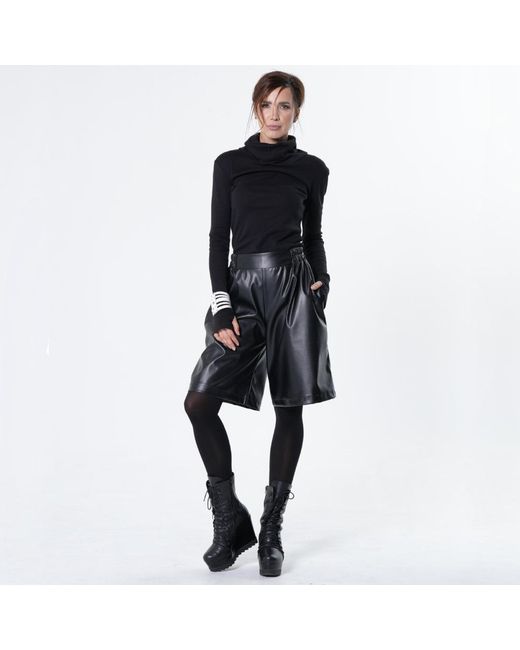 Metamorph Black Vegan Leather Bermuda Shorts