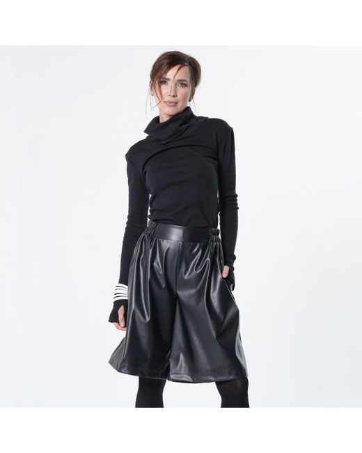 Metamorph Black Vegan Leather Bermuda Shorts