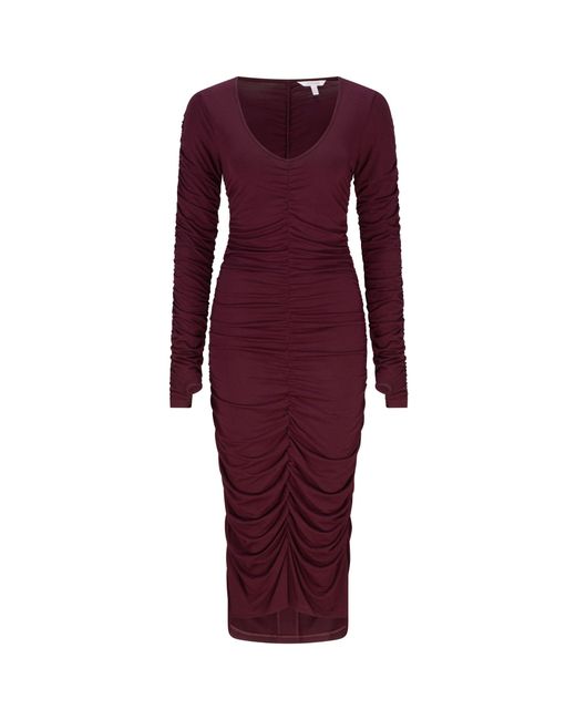 LIZ SKORSIS Purple Viva Scoop Neck Ruched Dress