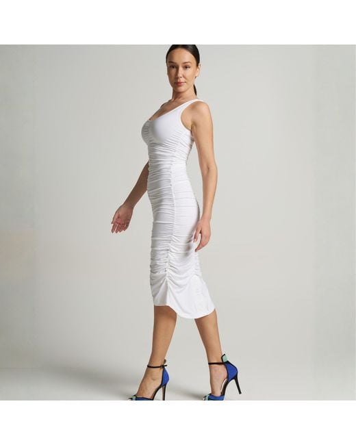 LIZ SKORSIS White Olera Singlet Dress