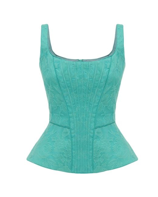Georgette Blue Aqua Lace Corset Top