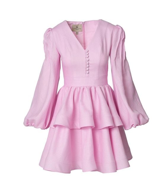 GIORGIA LUCASI Pink Blush Linen A-Line Dress