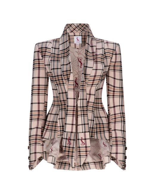 LIZ SKORSIS Brown Malinda Tailored Blazer