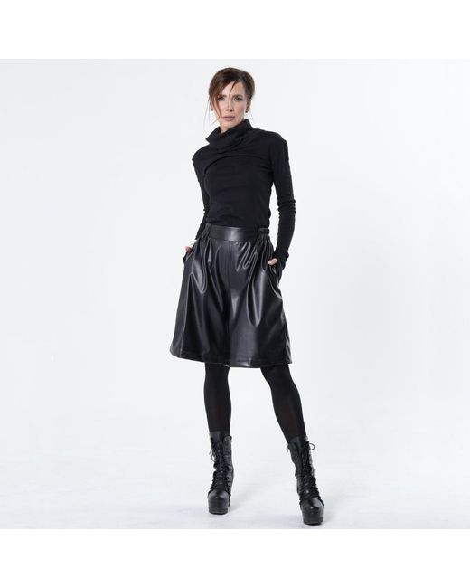 Metamorph Black Vegan Leather Bermuda Shorts