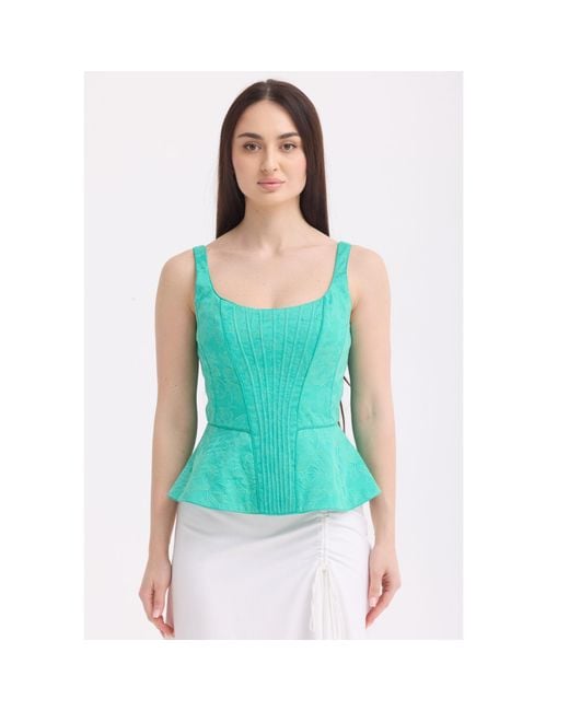 Georgette Blue Aqua Lace Corset Top