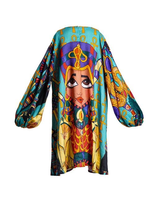 A.nty Story Blue A-Line Balloon Sleeve Ladia Dress