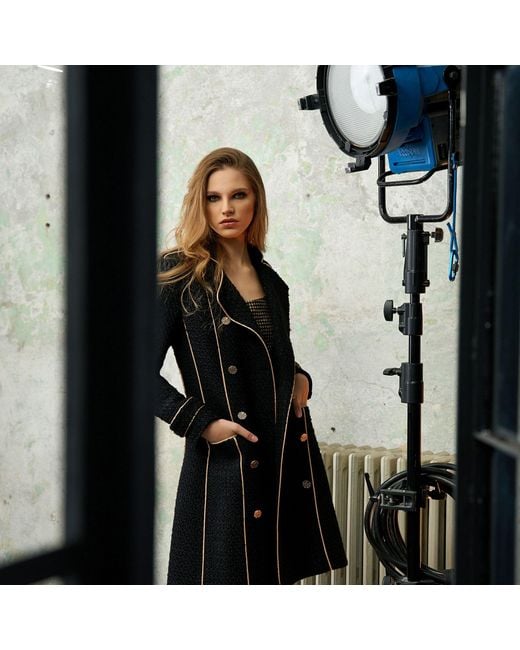 AVENUE No.29 Black Double Breasted Military Coat