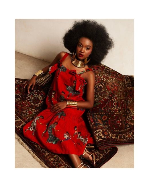 A.nty Story Orange Statement Bow Midi Dress