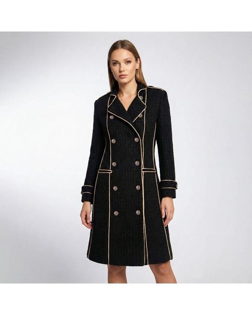 AVENUE No.29 Black Double Breasted Military Coat