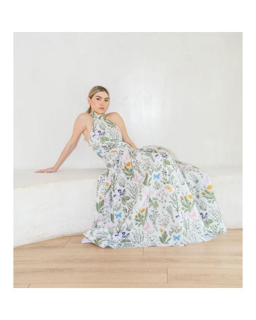 Ashley Stambouli Metallic Garden Dress