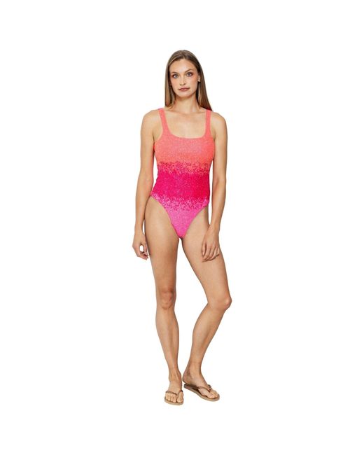 Self-Adore Pink Ombre Hand-Beaded Embellished One-Piece Swimsuit