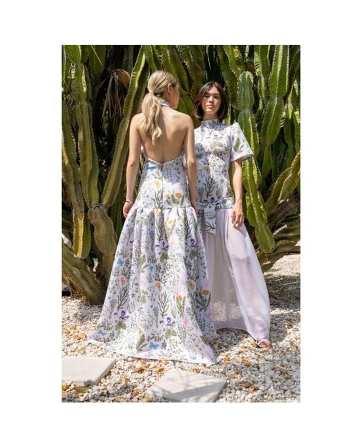 Ashley Stambouli Metallic Garden Dress