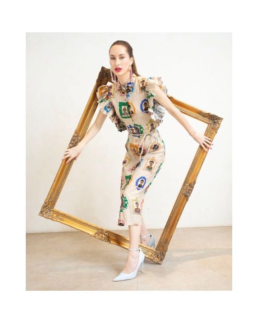 A.nty Story Multicolor Sleeveless Collared Midi Dress
