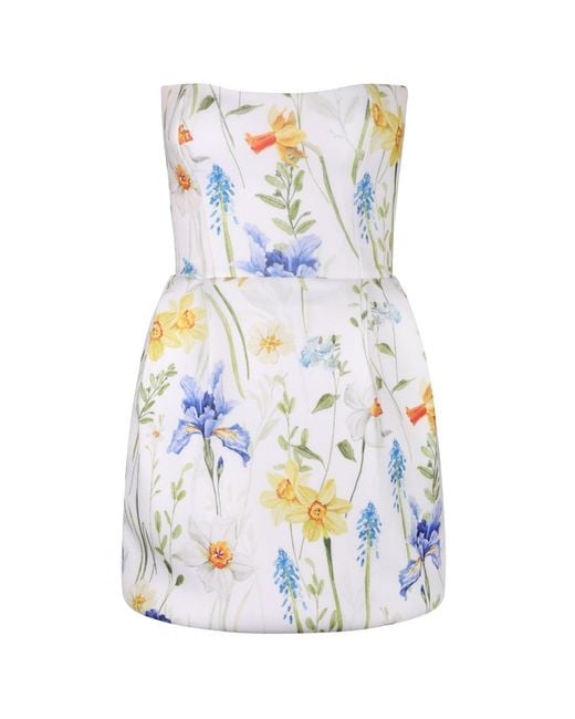 Ashley Stambouli Blue Dhalia Mini Dress