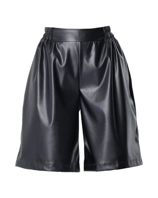 Metamorph Black Vegan Leather Bermuda Shorts