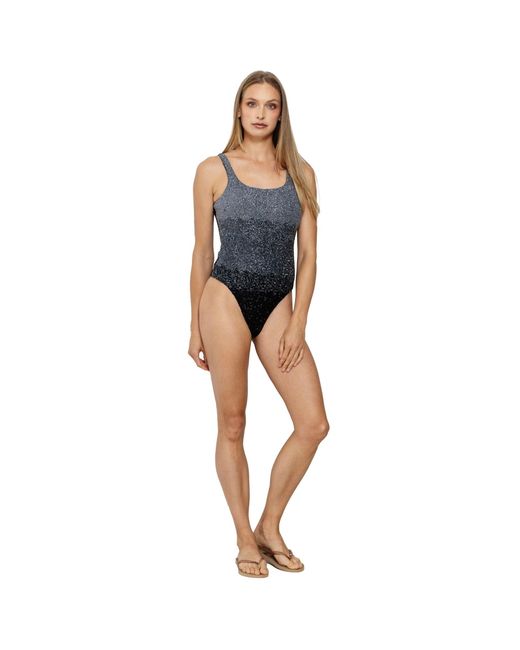 Self-Adore Blue Ombre Hand-Beaded Embellished One-Piece Swimsuit