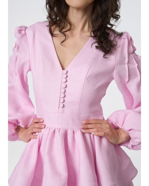 GIORGIA LUCASI Pink Blush Linen A-Line Dress