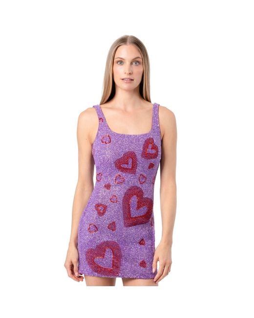 Self-Adore Purple Lust Hand-Beaded Embellished Mini Dress