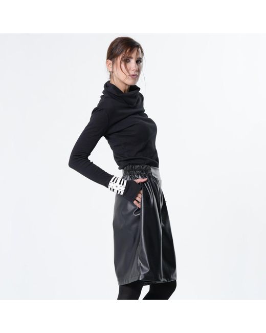 Metamorph Black Vegan Leather Bermuda Shorts