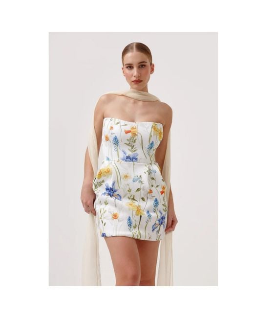Ashley Stambouli Blue Dhalia Mini Dress