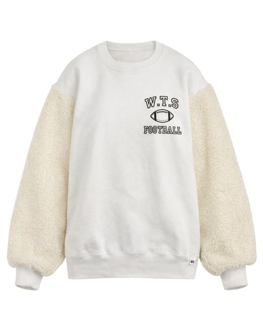 Simeon Farrar White Fur Sleeve Sweatshirt