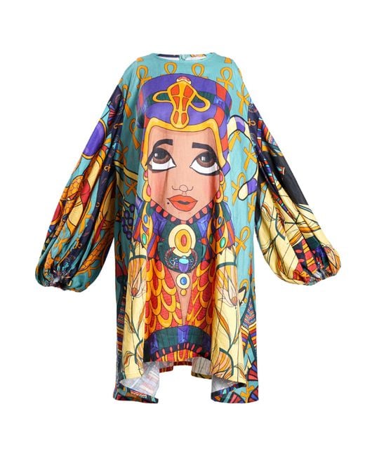 A.nty Story Blue A-Line Balloon Sleeve Ladia Dress