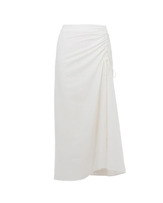 Georgette White Ivory Ruched Wrap Skirt