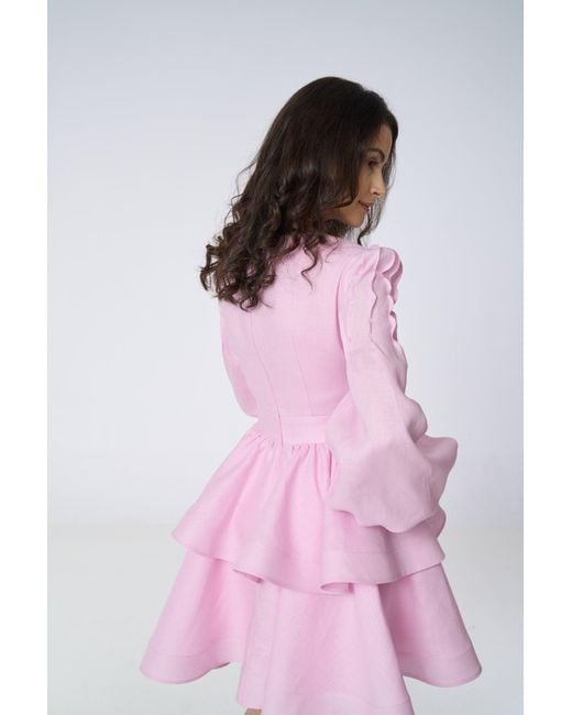 GIORGIA LUCASI Pink Blush Linen A-Line Dress