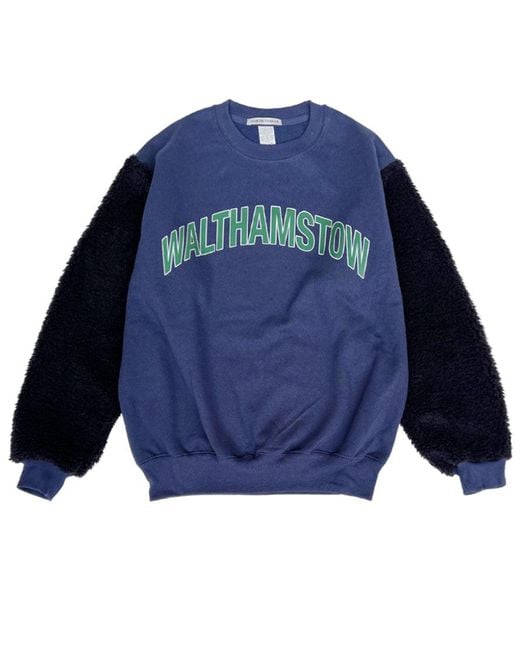 Simeon Farrar Blue Fur Sleeve Sweatshirt